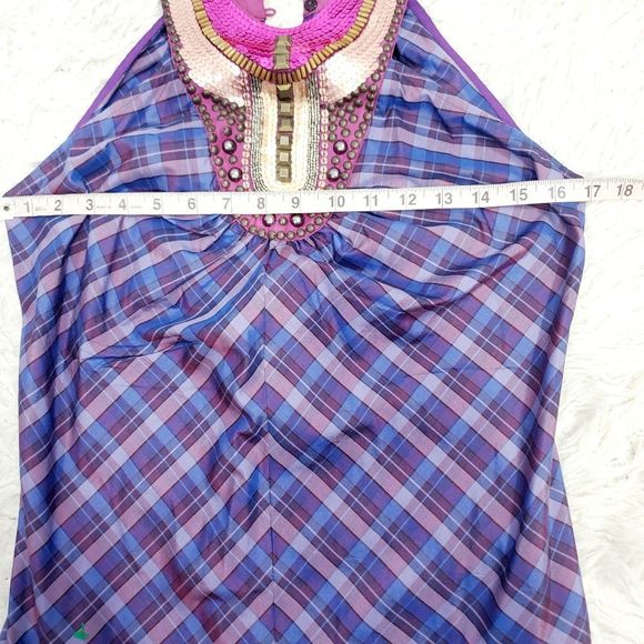 4x$25 a Common threads 100% silk embellished studded sequin plaid sleeveless  Sm - Picture 5 of 12